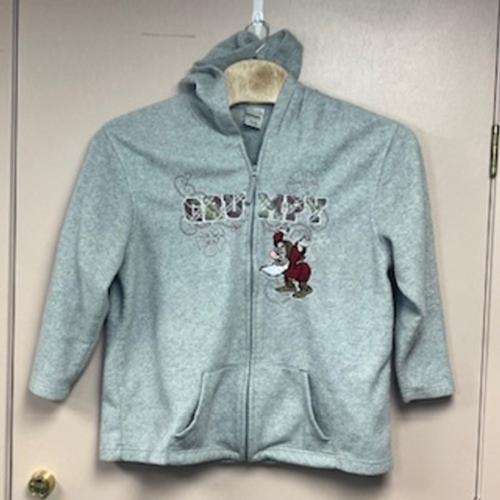 Womens Disney Grumpy Dwarf Fleece Zip Up Hoodie Gray 2X 18 20W
